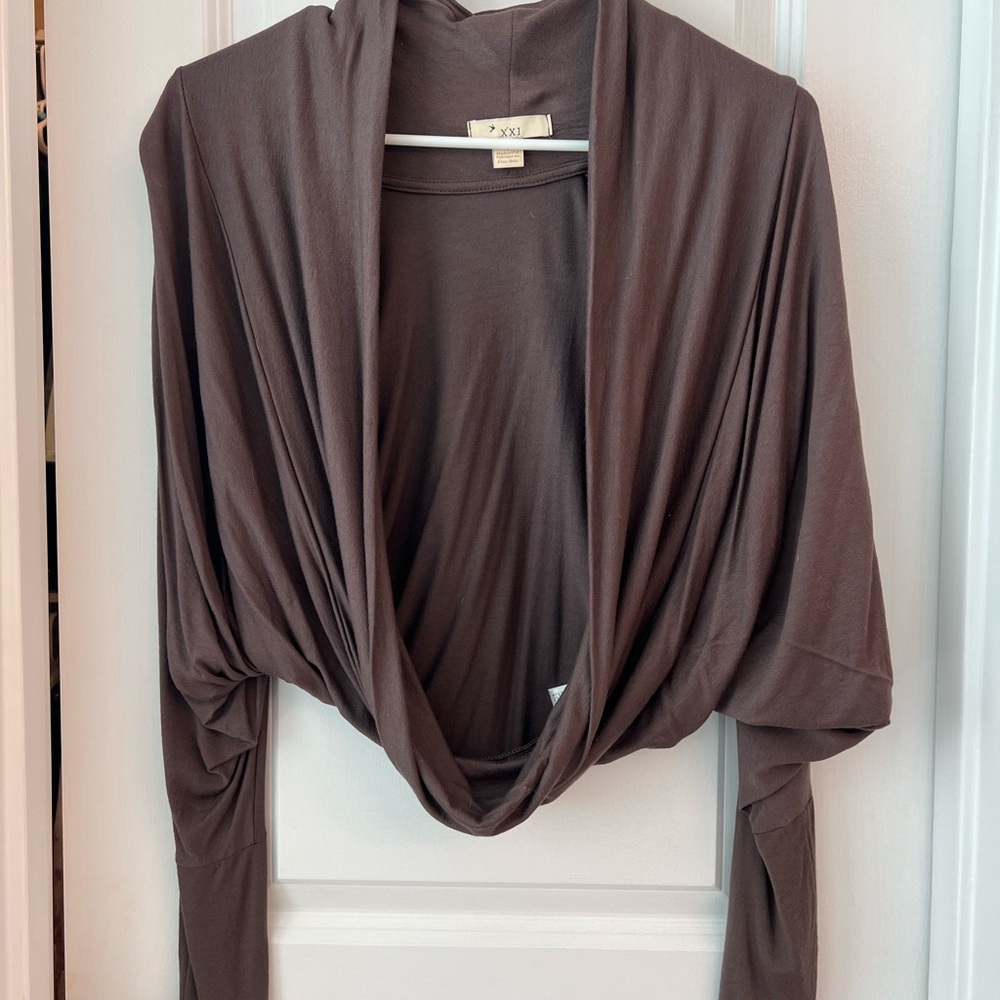 Forever 21 Brown Open Front Cardigan
